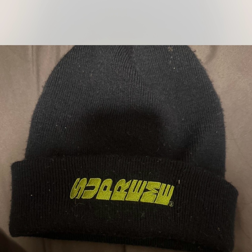 Black Beanie with Neon Green Logo
